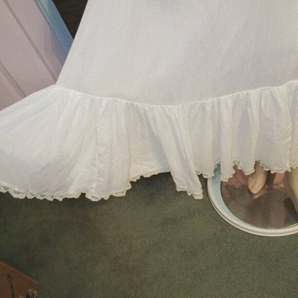 60s Vtg Dinaz Long Petticoat Waist Slip Size XL Eyelet Ruffle Tier Butter Yellow - Picture 4 of 12